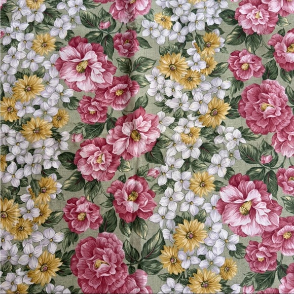 Vintage VIP Cranston Floral Pink White Green Quilting Cotton Fabric 1 yrd+13"x45 - Picture 5 of 8